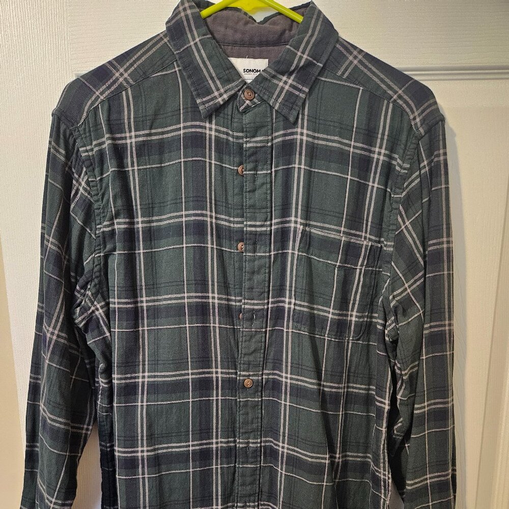 Sonoma Regular fit green/white/blue button down shirt
